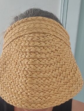 Braided Straw Visor in Mustard Yellow